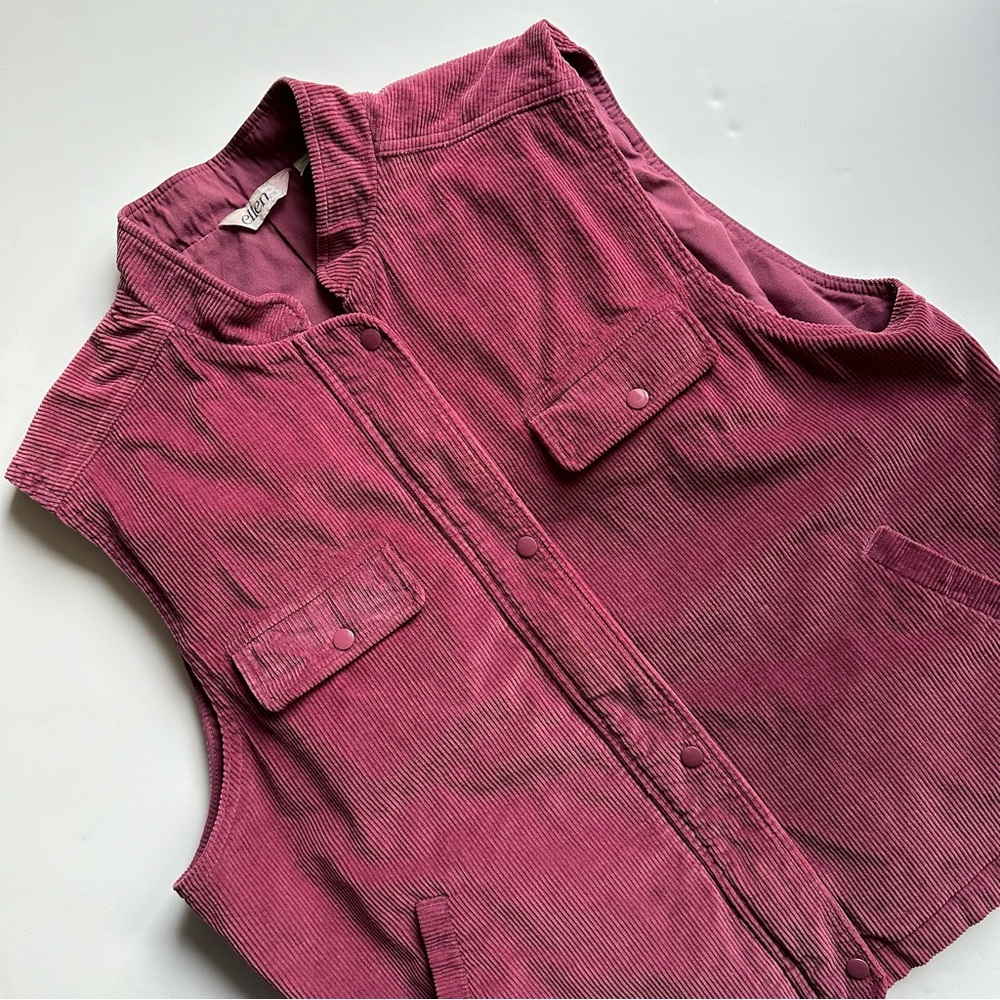 Vintage Ellen B Corduroy Vest Fuschsia Pink Womens Size Large